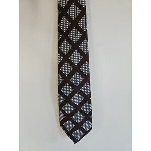 Brown/White Dots Checkered Pattern Neck Tie, 3.75'' x 58''